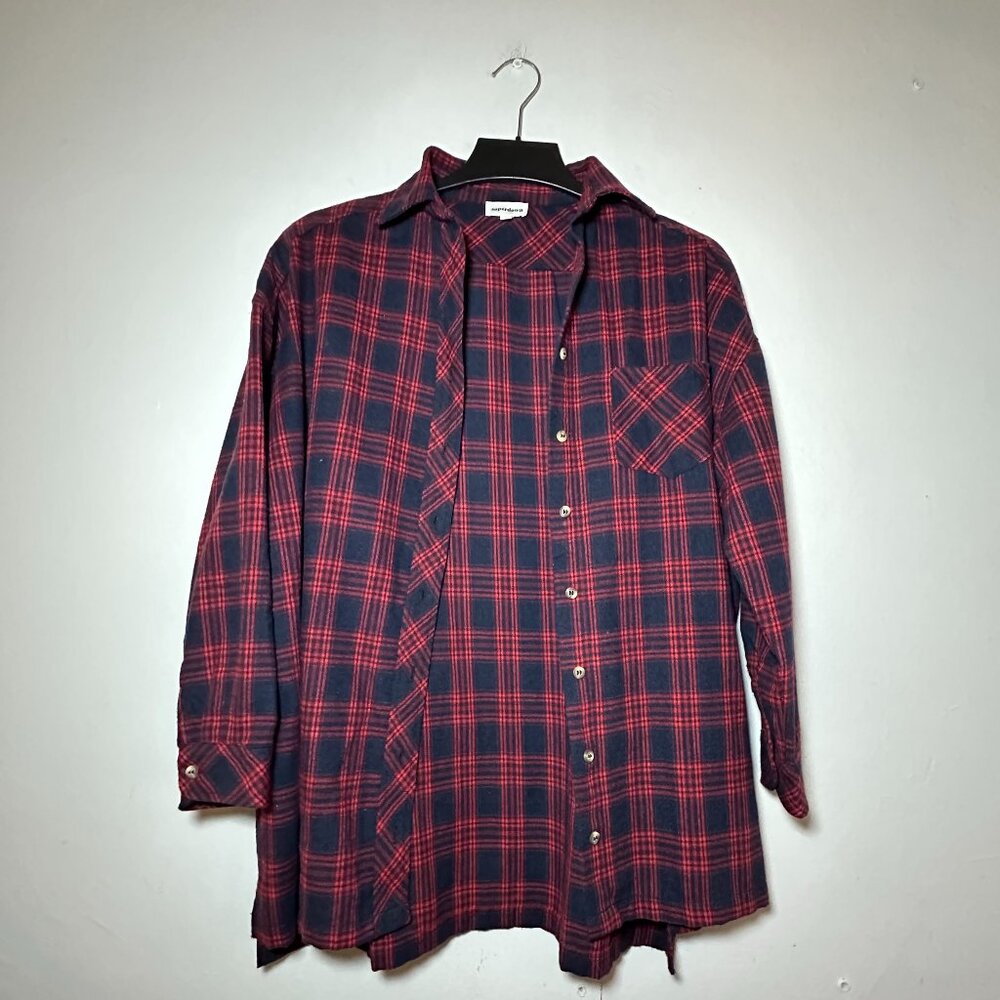 Superdown Red & Navy Plaid Flannel Shirt – Size XS
